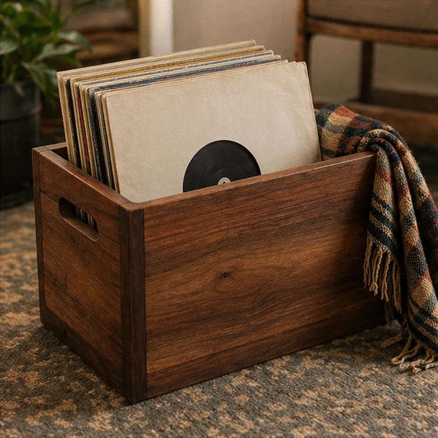 Walnut Record Crate